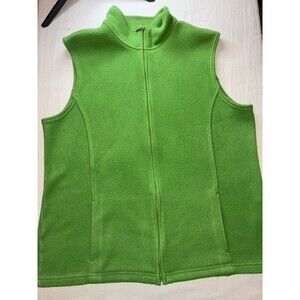 Vintage L.L. Bean Sweater Vest Womens Large Green Zip Up Nice Color